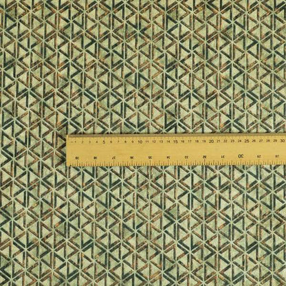 Glamour Geometric Collection Print Velvet Upholstery Fabric Brown Small Pattern CTR-1008 - Roman Blinds