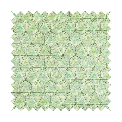 Glamour Geometric Collection Print Velvet Upholstery Fabric Shades Of Green Triangle Geometric Pattern CTR-1009 - Roman Blinds