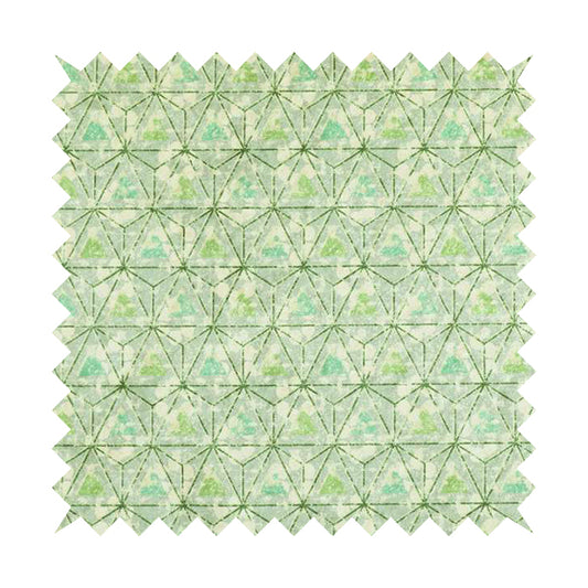 Glamour Geometric Collection Print Velvet Upholstery Fabric Shades Of Green Triangle Geometric Pattern CTR-1009