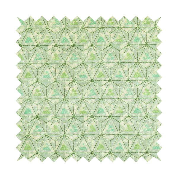 Glamour Geometric Collection Print Velvet Upholstery Fabric Shades Of Green Triangle Geometric Pattern CTR-1009 - Made To Measure Curtains