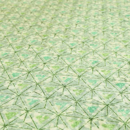 Glamour Geometric Collection Print Velvet Upholstery Fabric Shades Of Green Triangle Geometric Pattern CTR-1009 - Roman Blinds