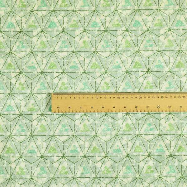 Glamour Geometric Collection Print Velvet Upholstery Fabric Shades Of Green Triangle Geometric Pattern CTR-1009 - Roman Blinds