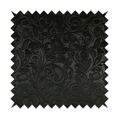 Delight Shiny Floral Embossed Pattern Velvet Fabric In Black Colour Upholstery Fabric CTR-101 - Made To Measure Curtains