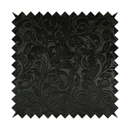 Delight Shiny Floral Embossed Pattern Velvet Fabric In Black Colour Upholstery Fabric CTR-101 - Handmade Cushions