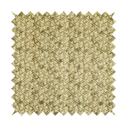 Glamour Geometric Collection Print Velvet Upholstery Fabric Beige Small Pattern CTR-1010 - Roman Blinds