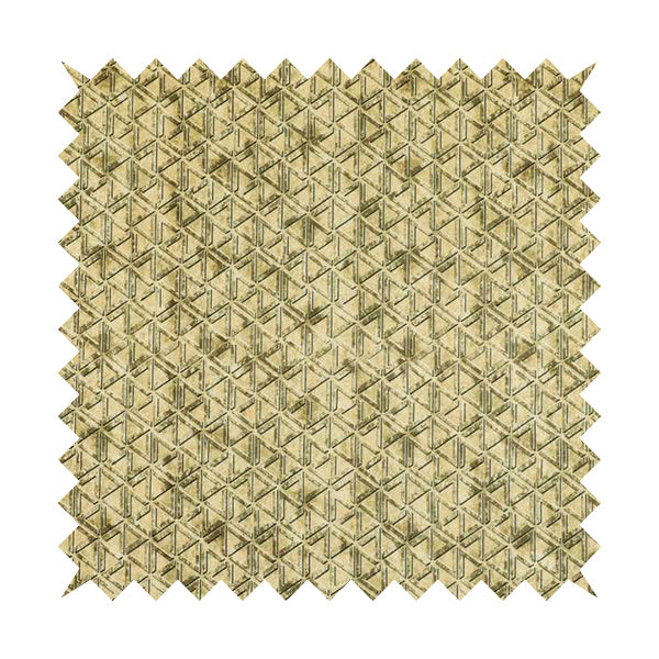 Glamour Geometric Collection Print Velvet Upholstery Fabric Beige Small Pattern CTR-1010 - Handmade Cushions