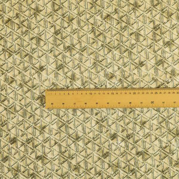 Glamour Geometric Collection Print Velvet Upholstery Fabric Beige Small Pattern CTR-1010 - Made To Measure Curtains