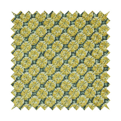 Glamour Geometric Collection Print Velvet Upholstery Fabric Yellow Grey Circular Modern Pattern CTR-1011 - Roman Blinds