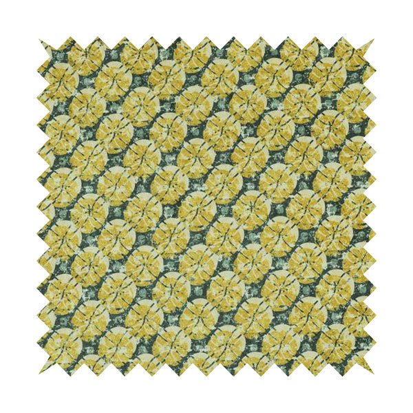 Glamour Geometric Collection Print Velvet Upholstery Fabric Yellow Grey Circular Modern Pattern CTR-1011 - Handmade Cushions