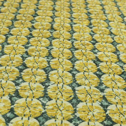 Glamour Geometric Collection Print Velvet Upholstery Fabric Yellow Grey Circular Modern Pattern CTR-1011 - Roman Blinds