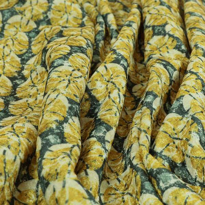 Glamour Geometric Collection Print Velvet Upholstery Fabric Yellow Grey Circular Modern Pattern CTR-1011 - Roman Blinds