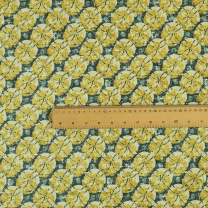 Glamour Geometric Collection Print Velvet Upholstery Fabric Yellow Grey Circular Modern Pattern CTR-1011 - Made To Measure Curtains