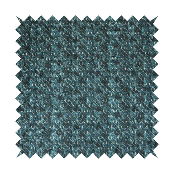 Glamour Geometric Collection Print Velvet Upholstery Fabric Navy Blue Modern Pattern CTR-1014 - Roman Blinds