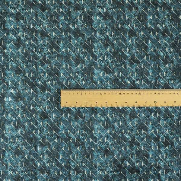 Glamour Geometric Collection Print Velvet Upholstery Fabric Navy Blue Modern Pattern CTR-1014 - Roman Blinds