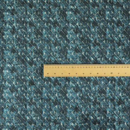 Glamour Geometric Collection Print Velvet Upholstery Fabric Navy Blue Modern Pattern CTR-1014 - Handmade Cushions