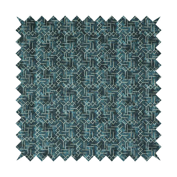 Glamour Geometric Collection Print Velvet Upholstery Fabric Navy Blue Small Geometric Pattern CTR-1016 - Roman Blinds