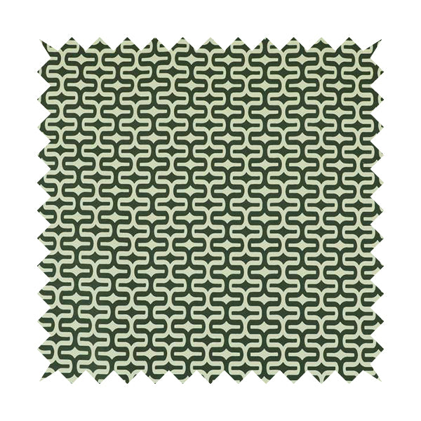 Maze Printed Velvet Modern Geometric Pattern In Green Upholstery Fabric CTR-1017 - Made To Measure Curtains