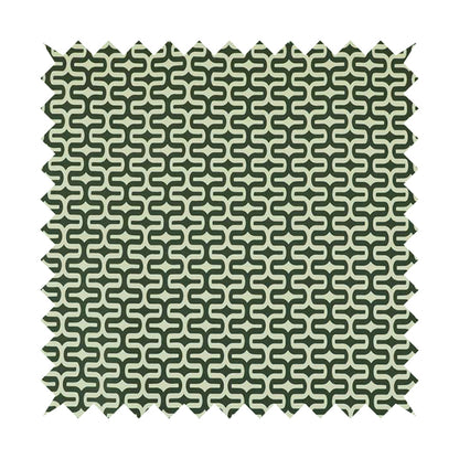 Maze Printed Velvet Modern Geometric Pattern In Green Upholstery Fabric CTR-1017 - Made To Measure Curtains