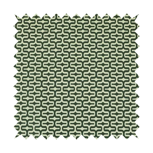 Maze Printed Velvet Modern Geometric Pattern In Green Upholstery Fabric CTR-1017