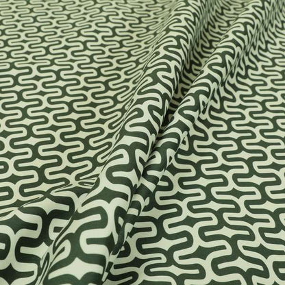 Maze Printed Velvet Modern Geometric Pattern In Green Upholstery Fabric CTR-1017