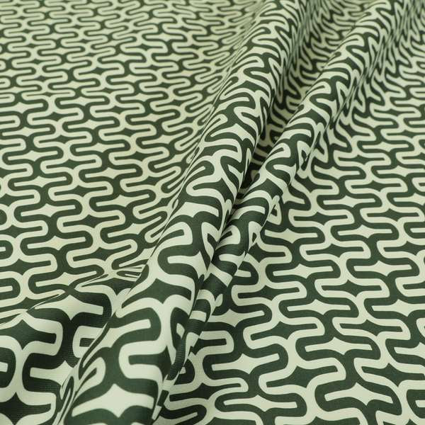 Maze Printed Velvet Modern Geometric Pattern In Green Upholstery Fabric CTR-1017 - Made To Measure Curtains