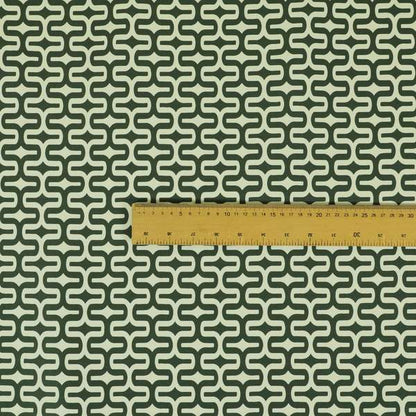 Maze Printed Velvet Modern Geometric Pattern In Green Upholstery Fabric CTR-1017 - Roman Blinds