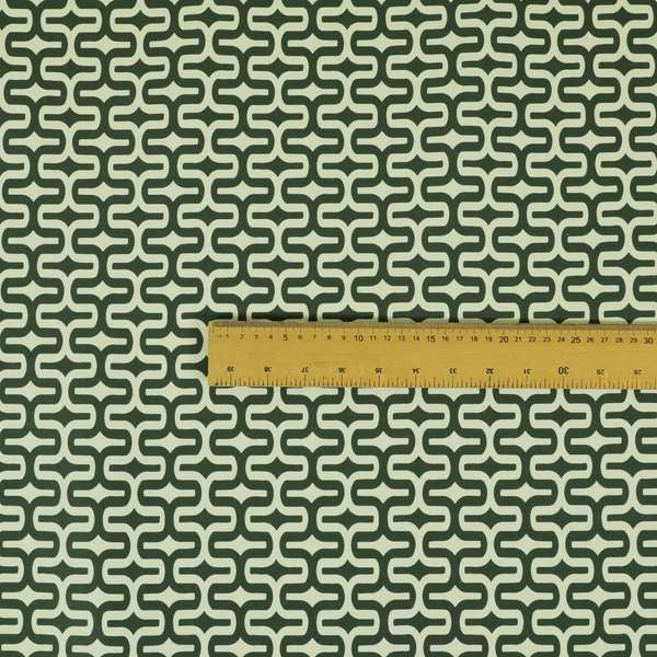 Maze Printed Velvet Modern Geometric Pattern In Green Upholstery Fabric CTR-1017