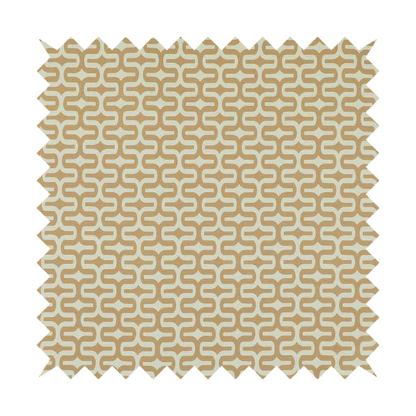 Maze Printed Velvet Modern Geometric Pattern In Brown Upholstery Fabric CTR-1019 - Made To Measure Curtains