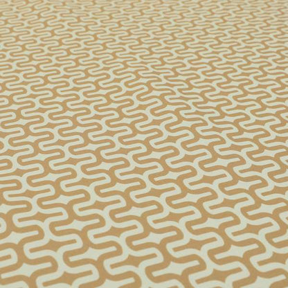 Maze Printed Velvet Modern Geometric Pattern In Brown Upholstery Fabric CTR-1019 - Made To Measure Curtains