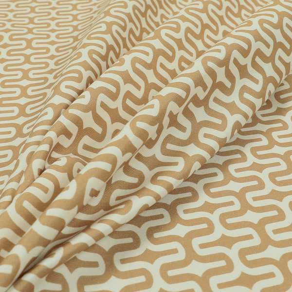 Maze Printed Velvet Modern Geometric Pattern In Brown Upholstery Fabric CTR-1019 - Made To Measure Curtains