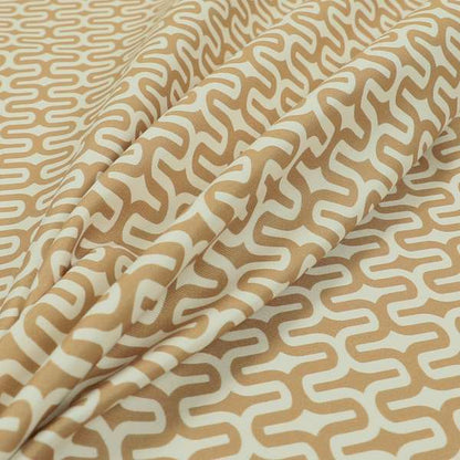 Maze Printed Velvet Modern Geometric Pattern In Brown Upholstery Fabric CTR-1019