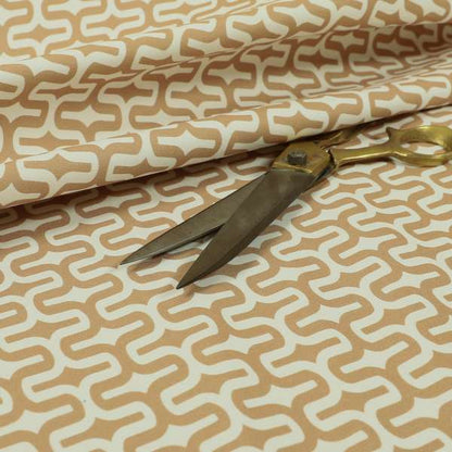 Maze Printed Velvet Modern Geometric Pattern In Brown Upholstery Fabric CTR-1019 - Made To Measure Curtains