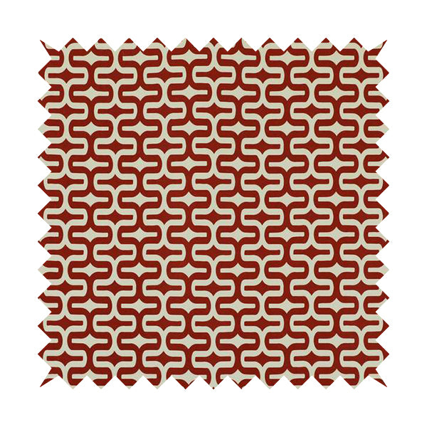 Maze Printed Velvet Modern Geometric Pattern In Red Upholstery Fabric CTR-1020 - Roman Blinds