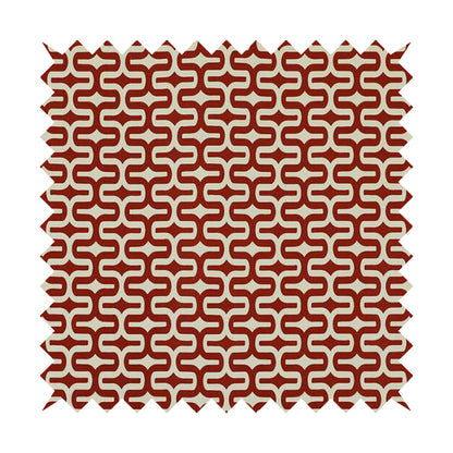 Maze Printed Velvet Modern Geometric Pattern In Red Upholstery Fabric CTR-1020 - Made To Measure Curtains