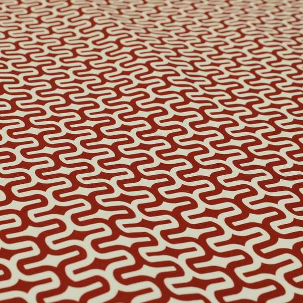 Maze Printed Velvet Modern Geometric Pattern In Red Upholstery Fabric CTR-1020