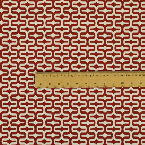 Maze Printed Velvet Modern Geometric Pattern In Red Upholstery Fabric CTR-1020