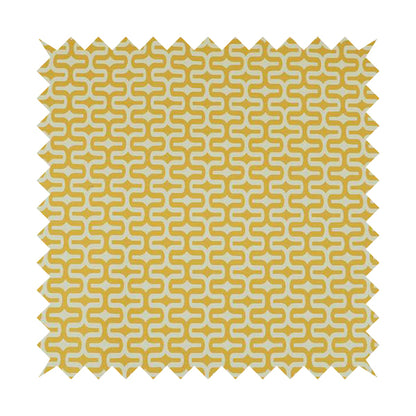 Maze Printed Velvet Modern Geometric Pattern In Yellow Upholstery Fabric CTR-1021 - Roman Blinds