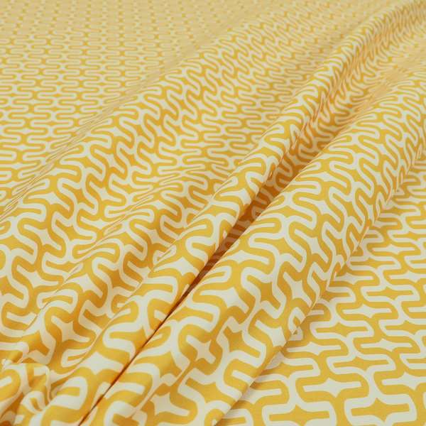 Maze Printed Velvet Modern Geometric Pattern In Yellow Upholstery Fabric CTR-1021 - Roman Blinds