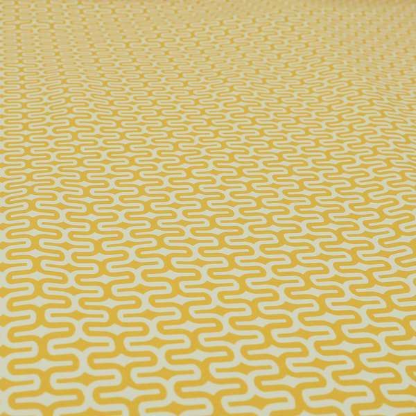 Maze Printed Velvet Modern Geometric Pattern In Yellow Upholstery Fabric CTR-1021