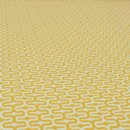 Maze Printed Velvet Modern Geometric Pattern In Yellow Upholstery Fabric CTR-1021