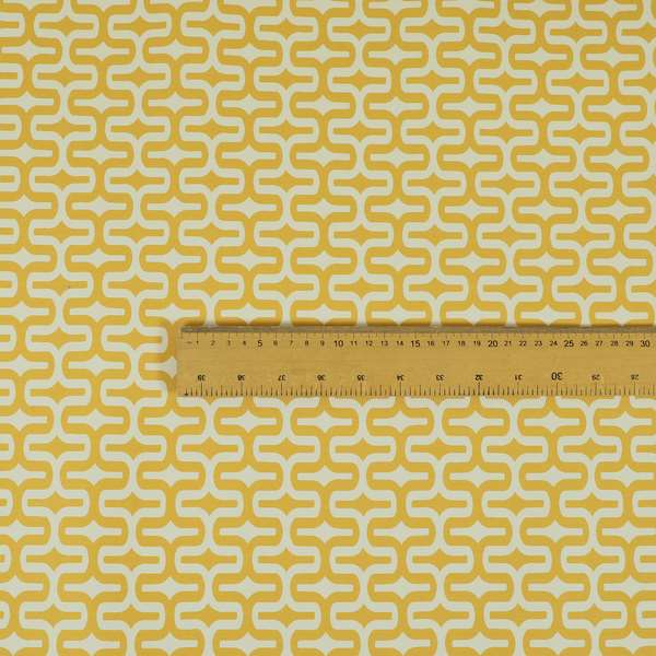 Maze Printed Velvet Modern Geometric Pattern In Yellow Upholstery Fabric CTR-1021 - Roman Blinds