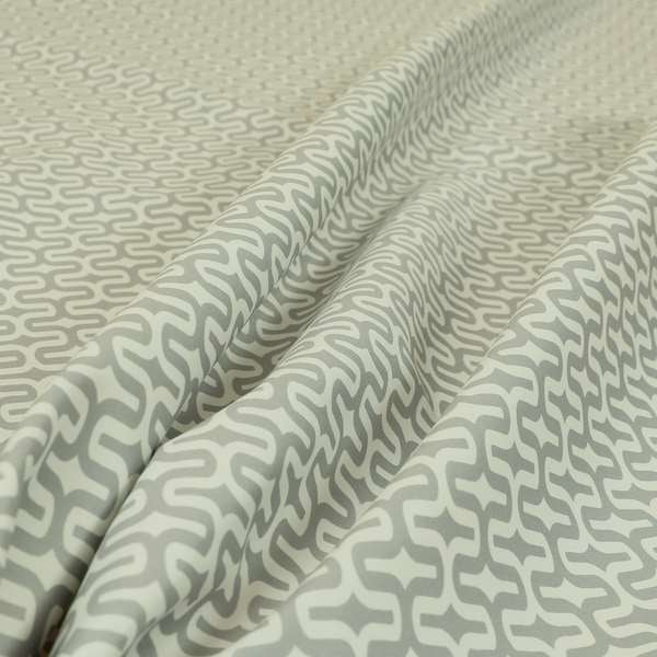 Maze Printed Velvet Modern Geometric Pattern In Grey Upholstery Fabric CTR-1022 - Roman Blinds