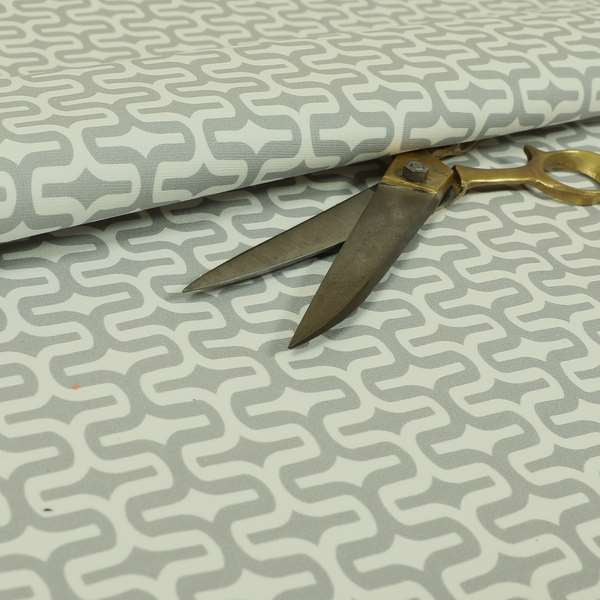 Maze Printed Velvet Modern Geometric Pattern In Grey Upholstery Fabric CTR-1022 - Roman Blinds