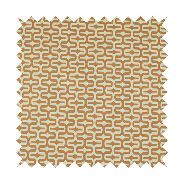 Maze Printed Velvet Modern Geometric Pattern In Orange Upholstery Fabric CTR-1023 - Roman Blinds