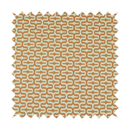 Maze Printed Velvet Modern Geometric Pattern In Orange Upholstery Fabric CTR-1023 - Roman Blinds