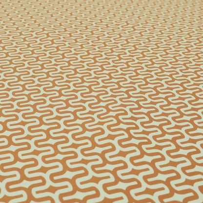 Maze Printed Velvet Modern Geometric Pattern In Orange Upholstery Fabric CTR-1023 - Roman Blinds