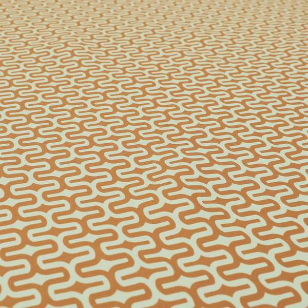 Maze Printed Velvet Modern Geometric Pattern In Orange Upholstery Fabric CTR-1023 - Made To Measure Curtains