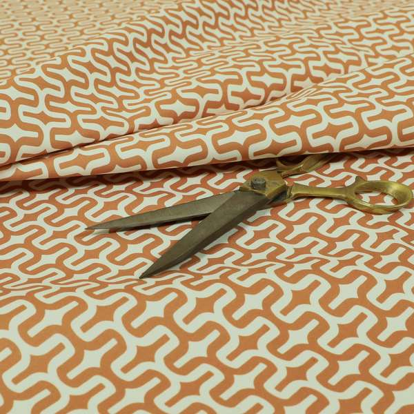 Maze Printed Velvet Modern Geometric Pattern In Orange Upholstery Fabric CTR-1023 - Handmade Cushions