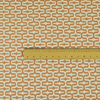 Maze Printed Velvet Modern Geometric Pattern In Orange Upholstery Fabric CTR-1023 - Handmade Cushions