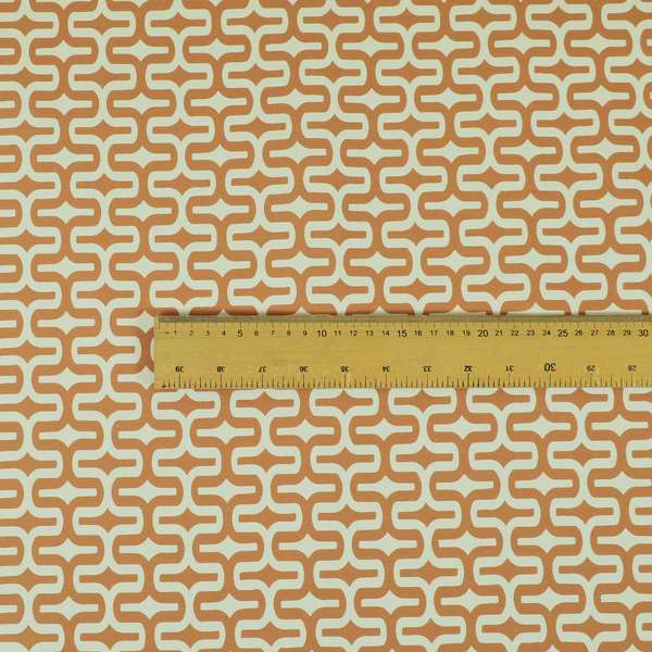 Maze Printed Velvet Modern Geometric Pattern In Orange Upholstery Fabric CTR-1023 - Made To Measure Curtains